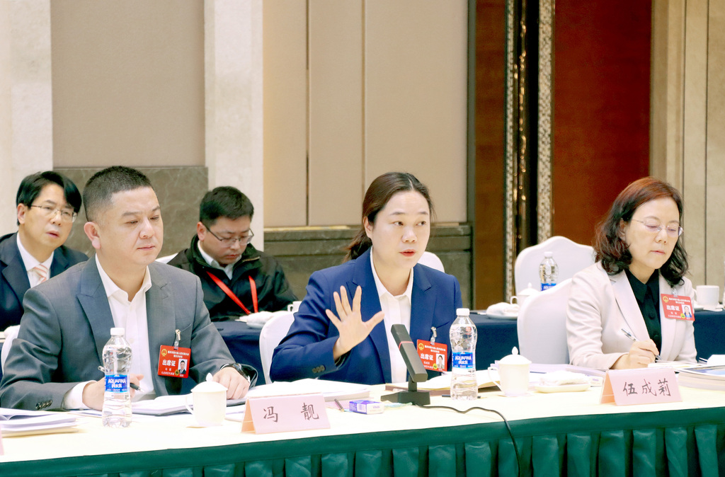 市人大代表审议政府工作报告。 记者 廖灿勇 摄